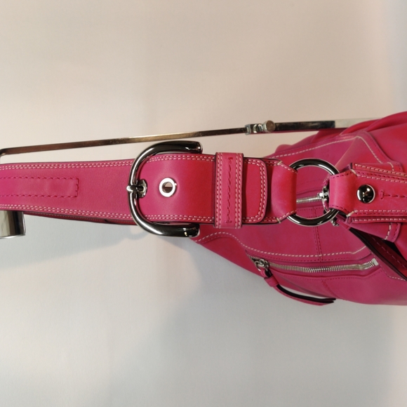 Rare Authentic Coach Leather Soho pleated Hobo Large Pink (F13731) - Picture 7 of 13